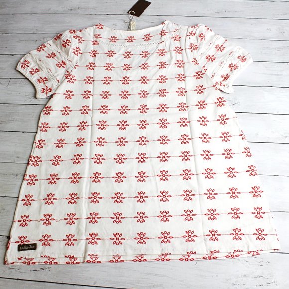 Matilda Jane Women's Size S Carolina White Red Eyelet Top V Neck - Picture 7 of 8